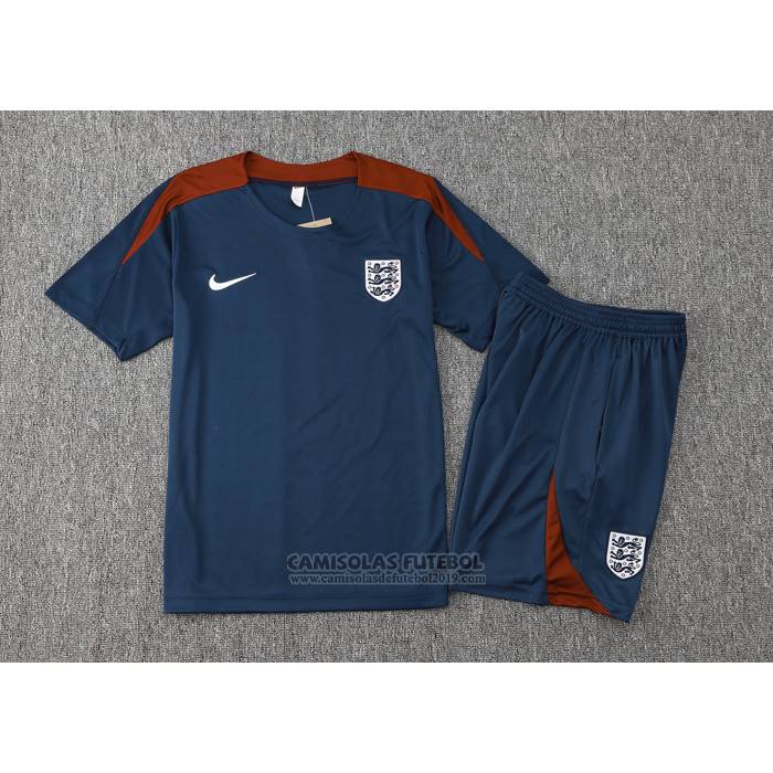 Fato de Treino Inglaterra Manga Curta 2024-2025 Azul - Calcas Curta